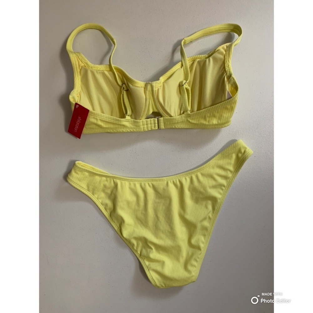 Xhilaration Bikini Set Size D/DD + XL Yellow Ribbed NWT - Picture 5 of 17